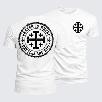 Luxe Mercerized Cotton Tee - Prayer Is Where Battles Are Won