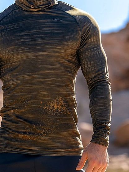 Men's Outdoor Sun Protection Breathable Cool Mask Hooded Sun Protection Long-Sleeved Top