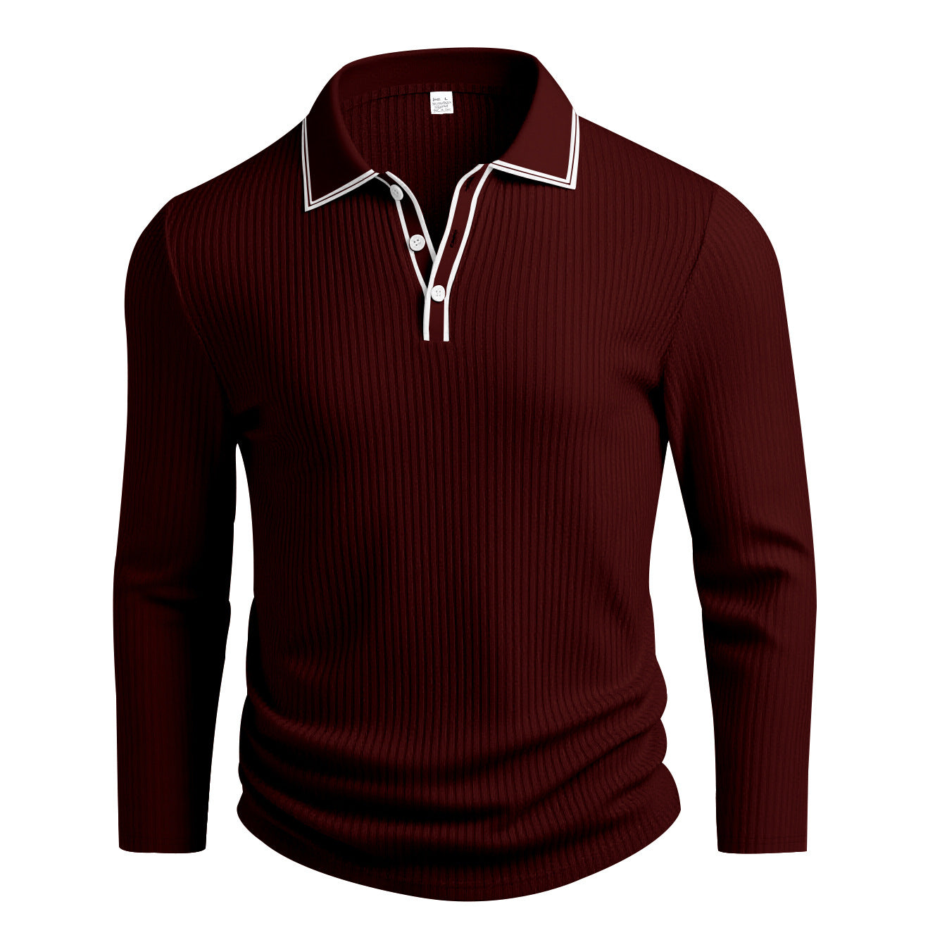 Men's Long Sleeve Polo Shirt Jacquard Fabric Collared Top