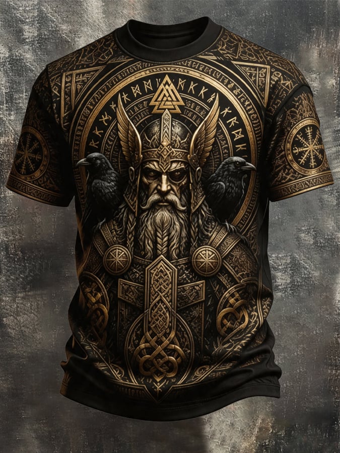 Men's Vintage Viking-Print T-Shirt