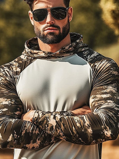 Men's Outdoor Sun Protection Cool Hooded Sun Protection Long Sleeve Top