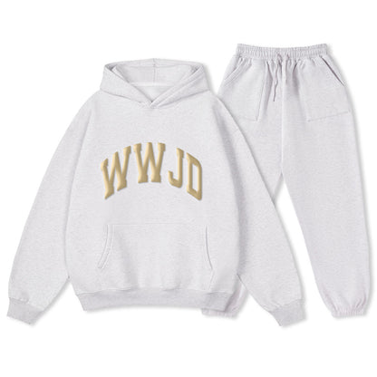 Personalized WWJD Christian Premium Fleece Hoodie Set