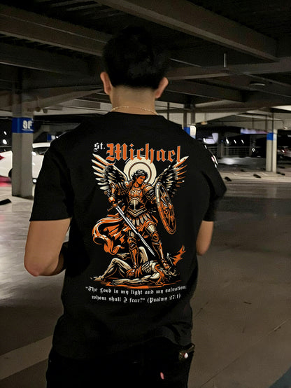 St. Michael The Lord Is My Light And My Salvation: Whom Shall I Fear Printed Men's T-shirt