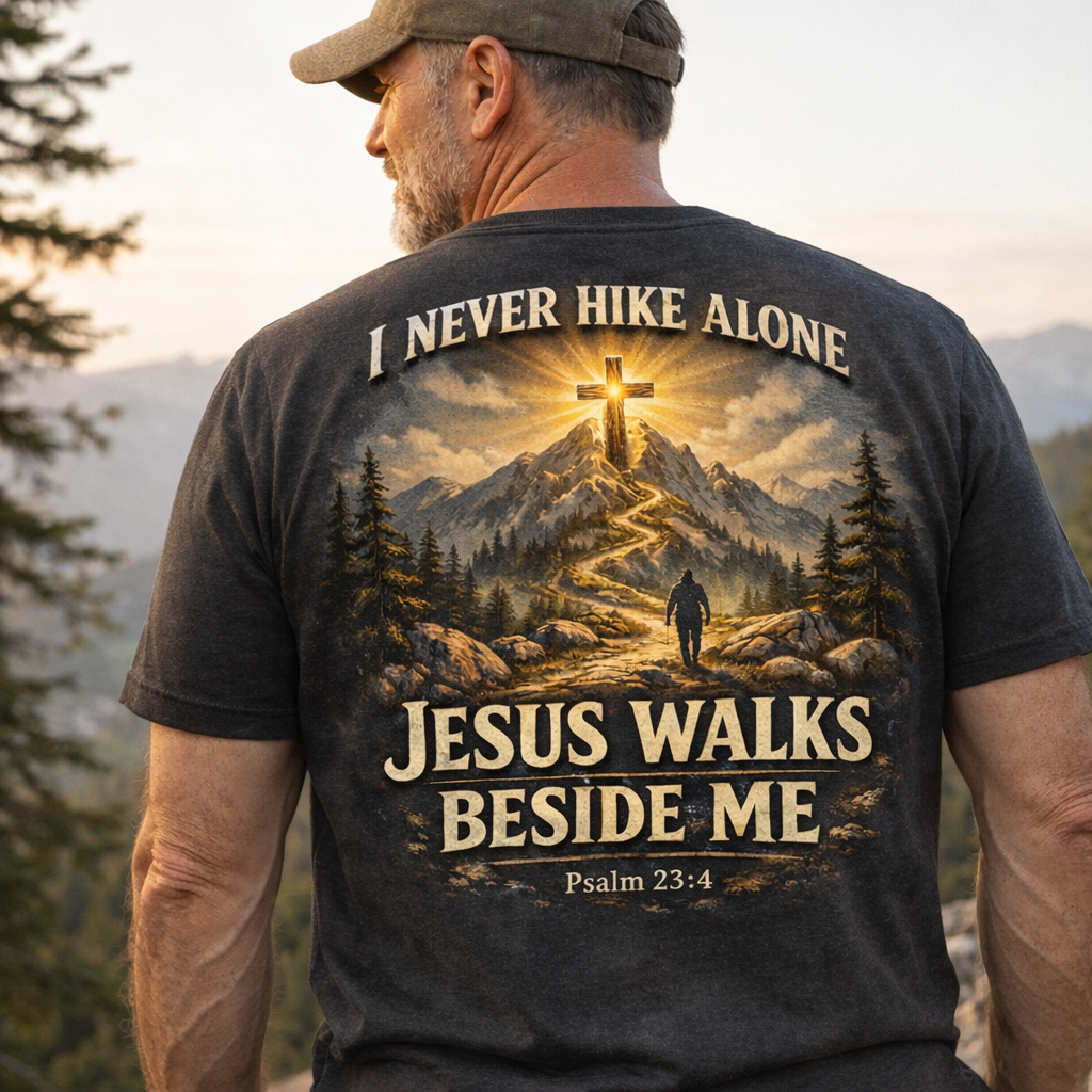 I Never Hike Alone Jesus Walks Beside Me T-Shirt