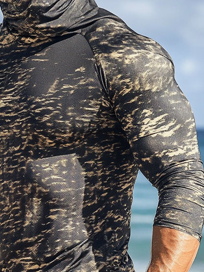 Men's Outdoor Sun Protection Breathable Cool Hooded Sun Protection Long-Sleeved Top