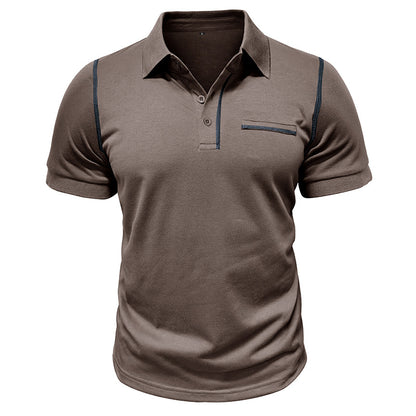 Men's Casual Color Block Short Sleeve Polo Shirt