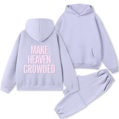 Personalized Make Heaven Crowded Christian Premium Fleece Hoodie Set