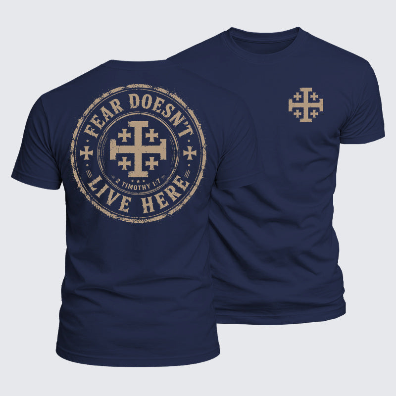 Luxe Mercerized Cotton Tee - Fear Doesn't Live Here 2 Timothy 1:7