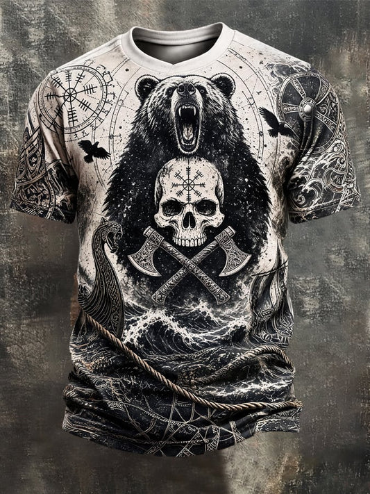 Men's Vintage Viking-Print T-Shirt