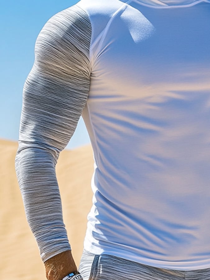 Men's Outdoor Sun Protection Breathable Cool Mask Hooded Sun Protection Long-Sleeved Top