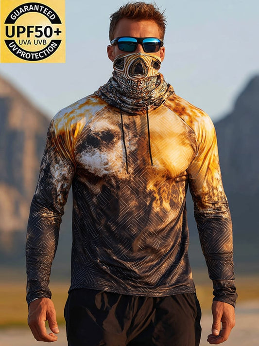 Men's Outdoor Sun Protection Breathable Cool Hooded Sun Protection Long Sleeve Top