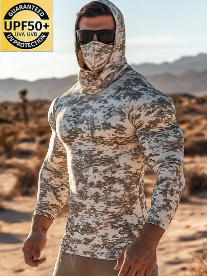 Men's Outdoor Sun Protection Breathable Cool Hooded Sun Protection Long Sleeve Top