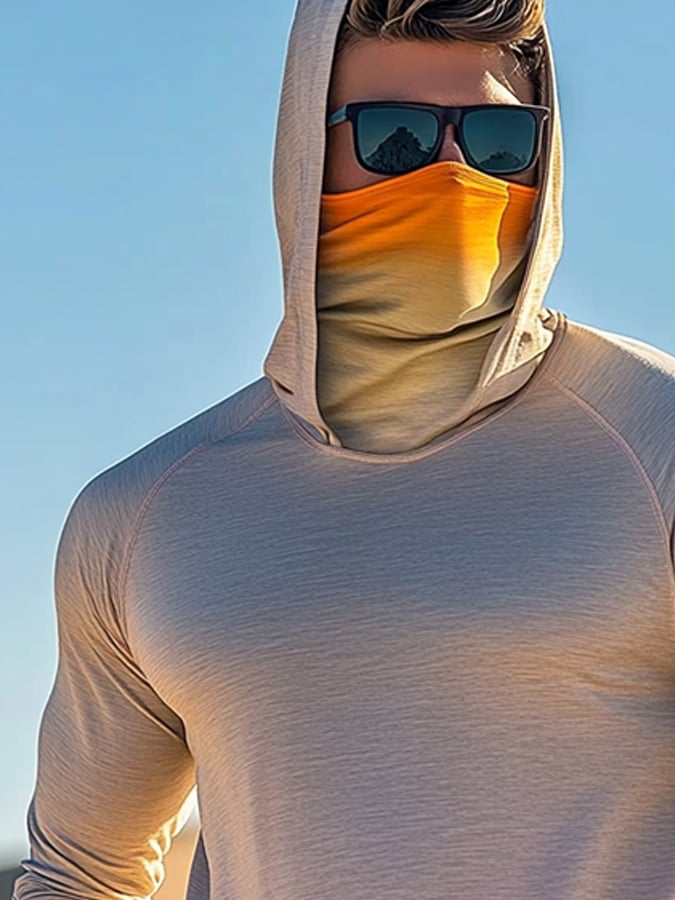 Men's Outdoor Sun Protection Breathable Cool Hooded Sun Protection Long Sleeve Top