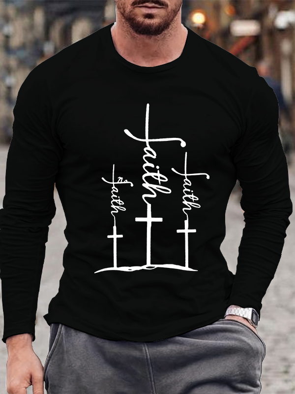 Faith Cross Christian Cotton Long Sleeve T-Shirt
