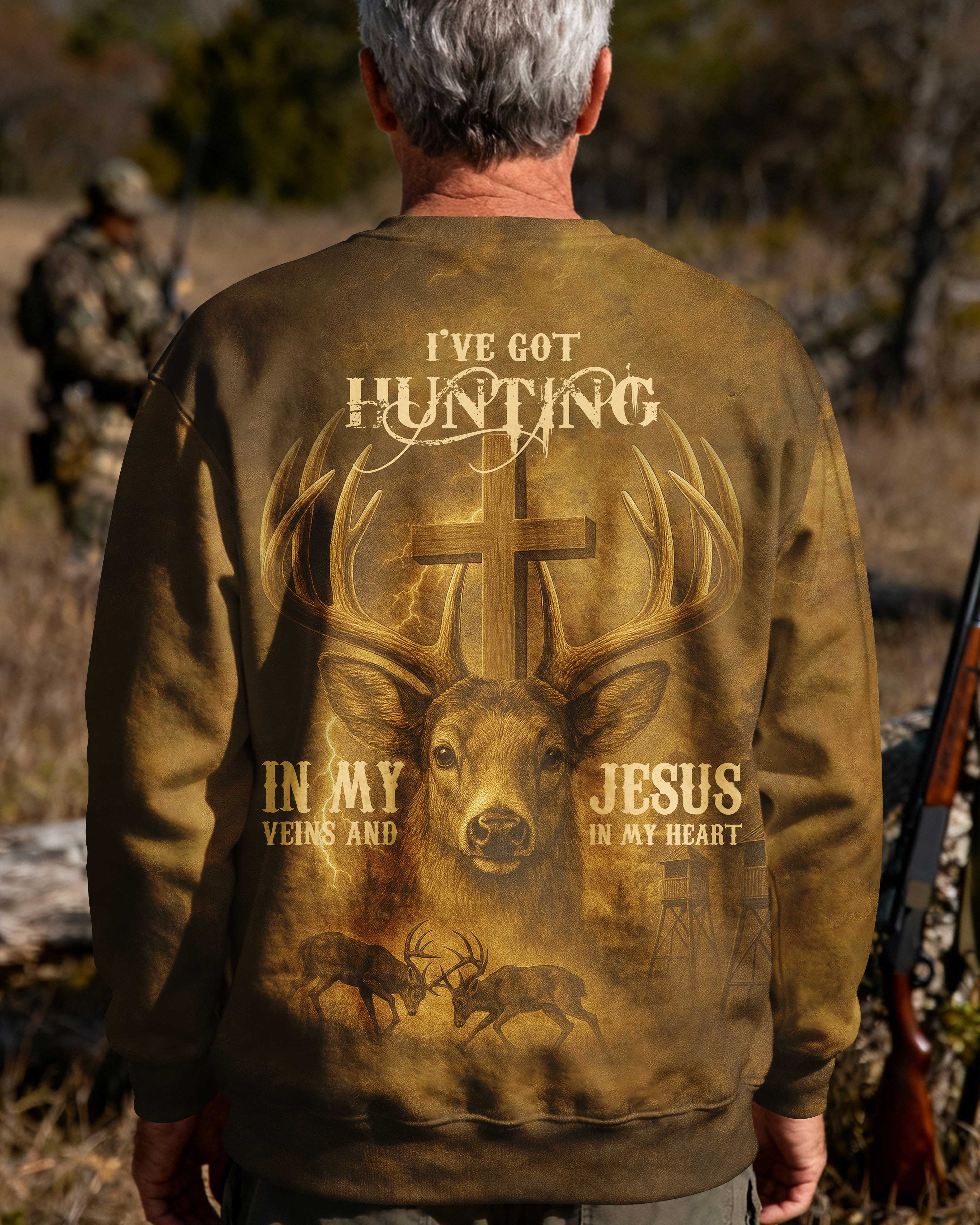 I've Got Hunting In My Veins And Jesus In My Heart All Over Print T-Shirt