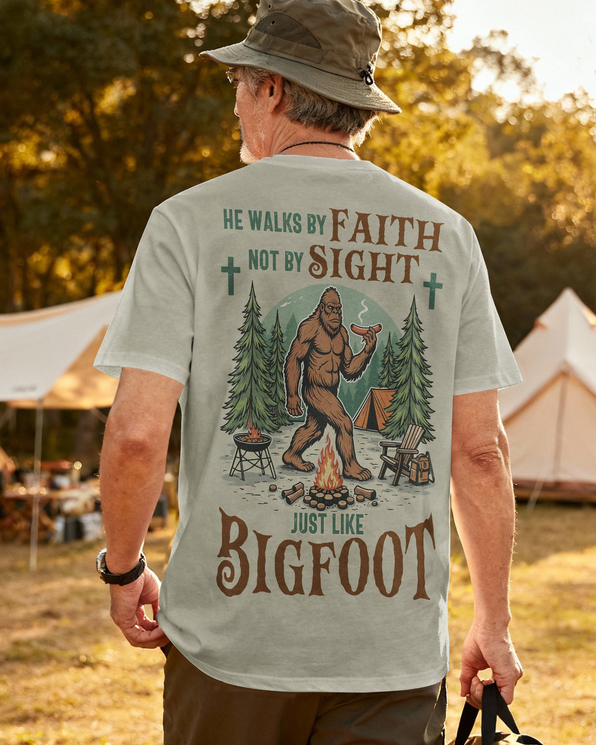 He Walks By Faith Not by Sight Just Like Bigfoot T-Shirt