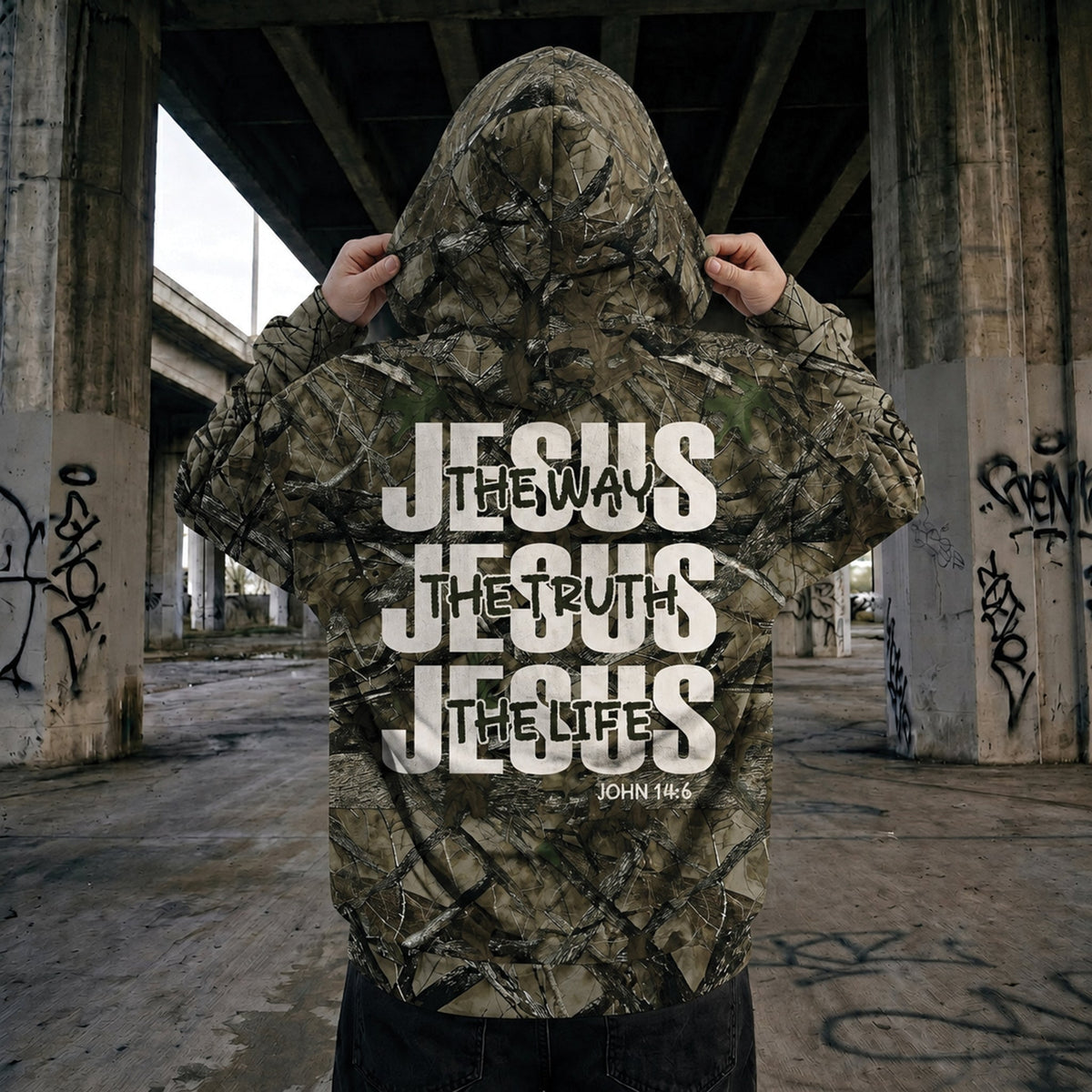 Jesus: The Way, The Truth, The Life Camo Hoodie, John 14:6 Christian Streetwear