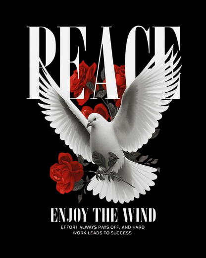 Peace Dove and Red Roses Motivational Graphic T-Shirt