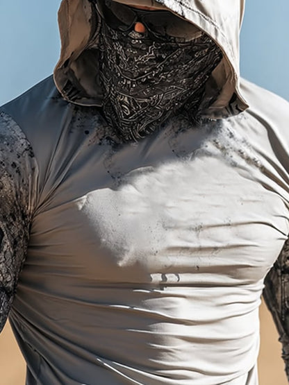 Men's Outdoor Sun Protection Breathable Cool Hooded Sun Protection Long Sleeve Top