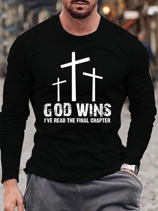 God Wins I've Read the Final Chapter Christian Cotton Long Sleeve T-Shirt