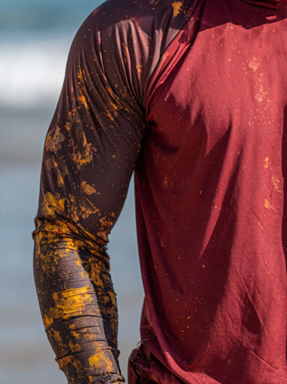 Men's Outdoor Sun Protection Breathable Cool Face Mask Hooded Printed Long-Sleeved Top