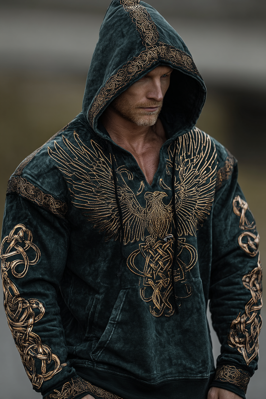 Viking Style Inspired Raven Totem Rune 3D Printed Unisex Casual Hoodie