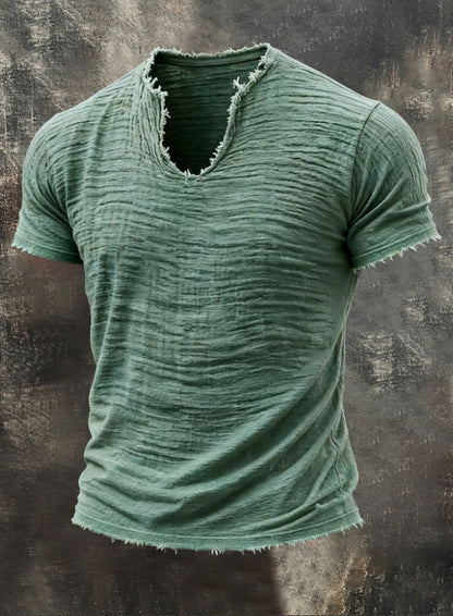 Men's Vintage Frayed V-Neck T-Shirt