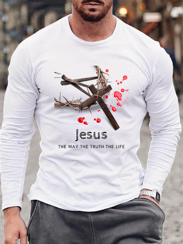 Jesus The Way The Truth The Life Cotton Long Sleeve T-Shirt
