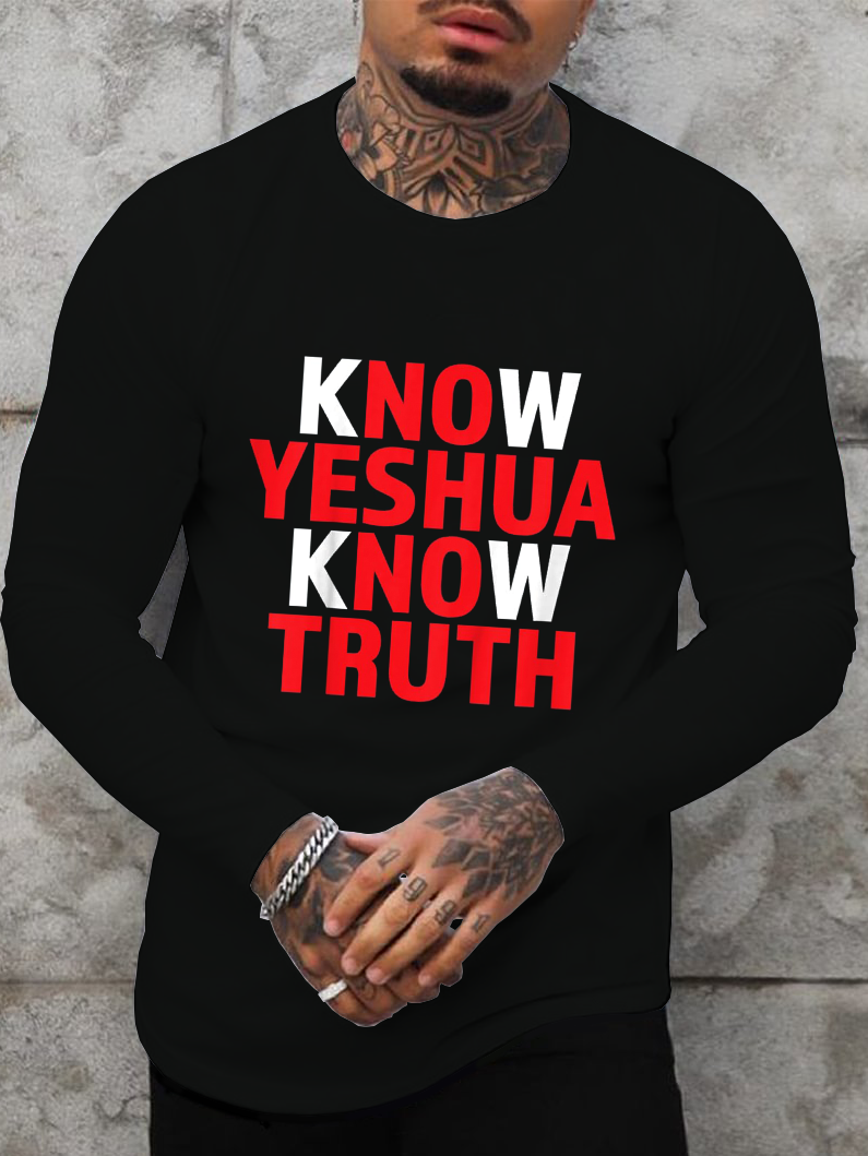 Yeshua Shirt Christian Faith Hebrew Name for Jesus Religious Long Sleeve T-Shirt