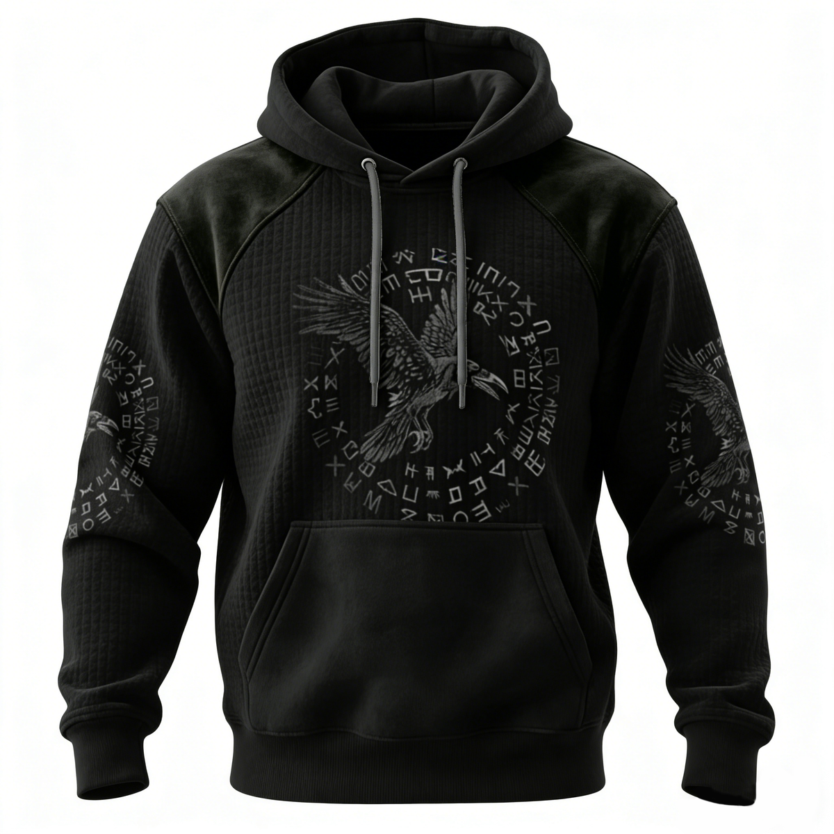 Nordic Viking Vegvísir Raven Valhalla Casual Long-Sleeve Hoodie