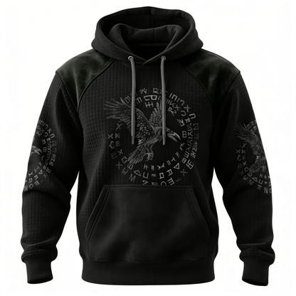 Nordic Viking Vegvísir Raven Valhalla Casual Long-Sleeve Hoodie