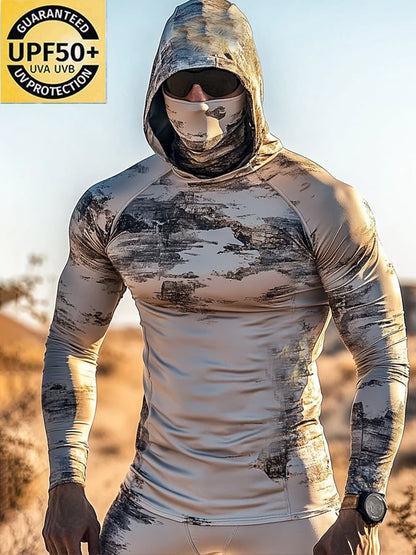Men's Outdoor Sun Protection Breathable Cool Hooded Sun Protection Long Sleeve Top