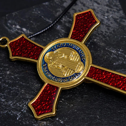 Classic Style RedBlue Crafted Crucifix Big Size Pendant Necklace