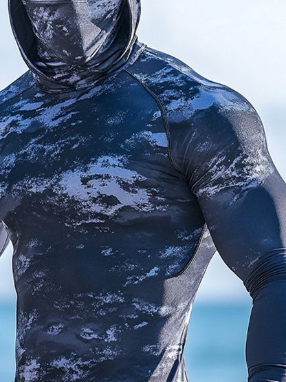 Men's Outdoor Sun Protection Breathable Cool Hooded Sun Protection Long-Sleeved Top