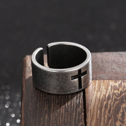 Hollow Cross Open Ring