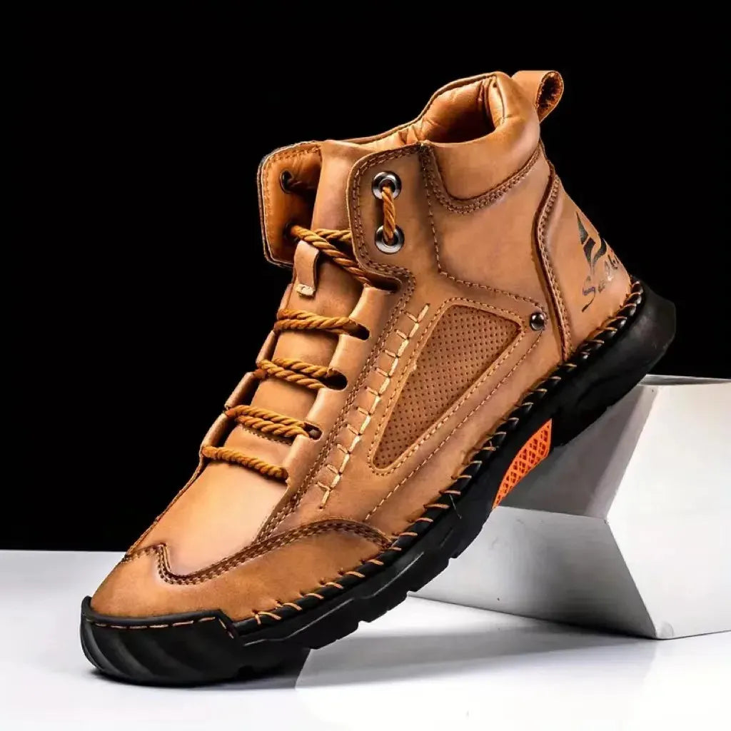 BIG SALE LIMITED STOCK! Men's Comfortable Handmade Leather Boots – Waterproof, Arch Support, Pressure Relief, Spacious Toe Box Outdoor Leather Shoes