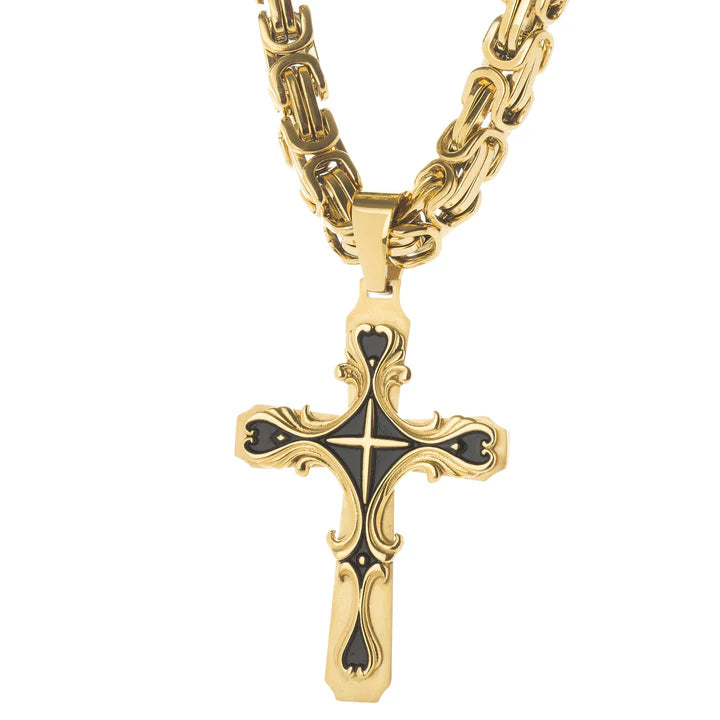 Gold Tribal Cross Necklace