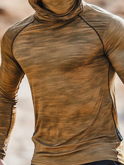 Men's Outdoor Sun Protection Breathable Cool Mask Hooded Sun Protection Long-Sleeved Top