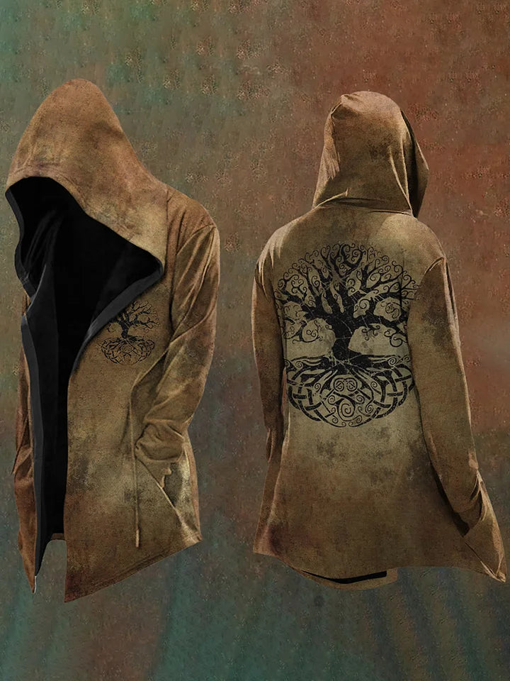 Men's Viking Mythology Tree Of Life Art Totem Hooded Jacket