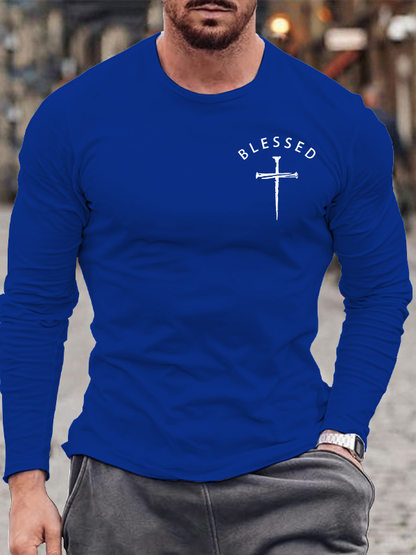 Blessed Cross Jesus God Christian Cotton Long Sleeve T-Shirt