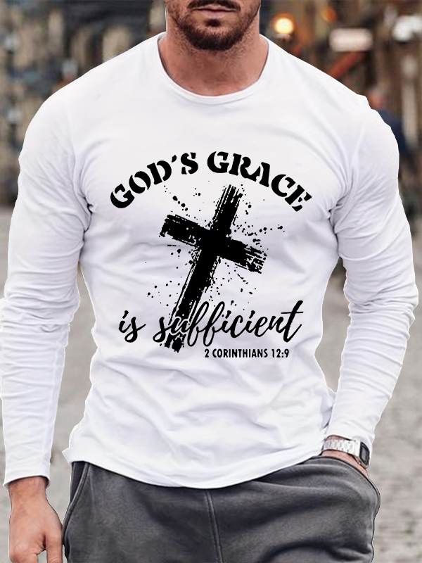 God's Grace Is Sufficient Jesus God Christian Cotton Long Sleeve T-Shirt
