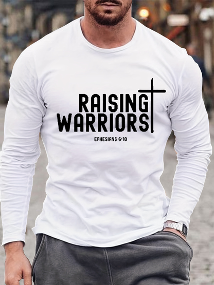 Raising Warriors Bible Verse Jesus God Christian Cotton Long Sleeve T-Shirt