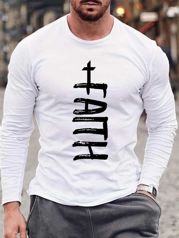 Faith Cross Jesus God  Christian Cotton Long Sleeve T-Shirt