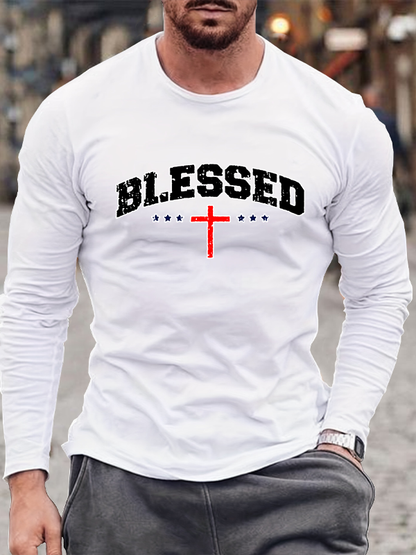 Blessed Cross Jesus God Christian Cotton Long Sleeve T-Shirt