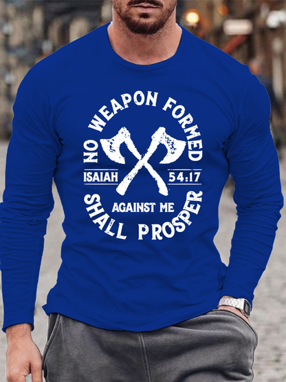 No Weapon Formed Shall Prosper - Isaiah 54:17 Jesus God Christian Cotton Long Sleeve T-Shirt