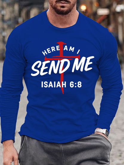 Here Am I Send Me Jesus God Christian Cotton Long Sleeve T-Shirt