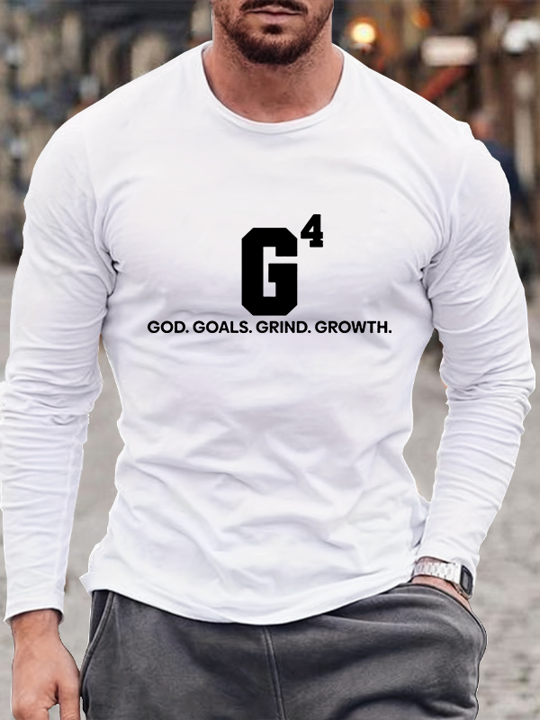 God Goals Grind Growth Jesus God Christian Cotton Long Sleeve T-Shirt