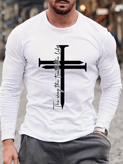 Jesus The Way The Truth The Life Cross Jesus God Christian Cotton Long Sleeve T-Shirt