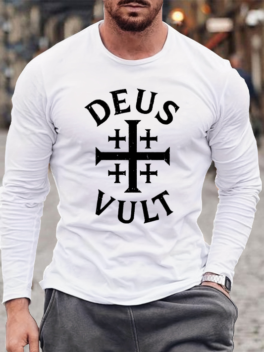 Deus Vult Jesus God Christian Cotton Long Sleeve T-Shirt
