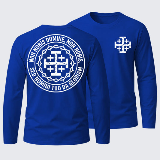 Non Nobis Domine, Non Nobis, Sed Nomini Tuo Da Gloriam Cotton Long Sleeve T-Shirt